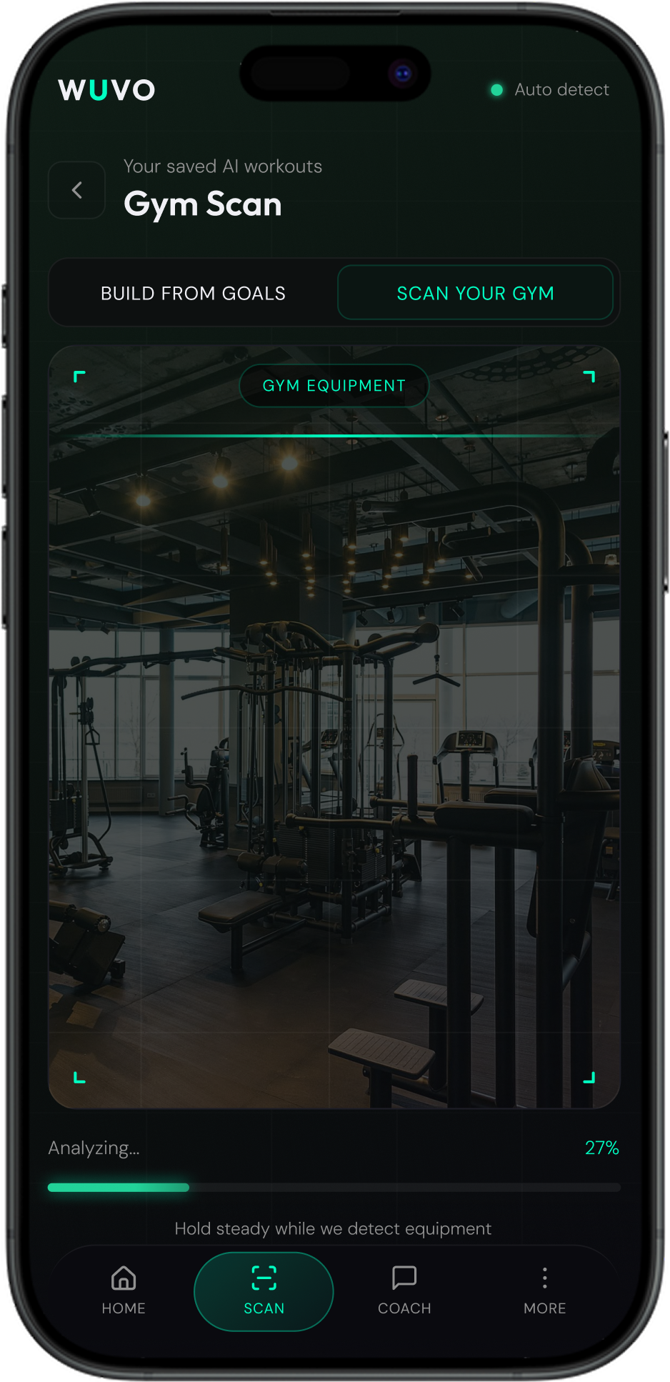 Wuvo gym scan capturing equipment with AI detection